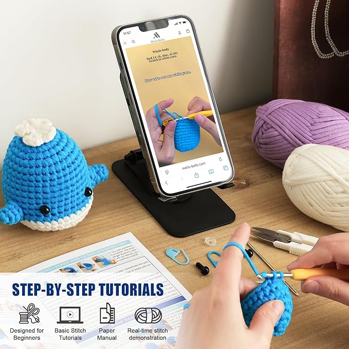 Crochet Kit for Beginners Kids - Beginner Crochet Kit for Adults Kids Amigurumi Crochet Animal Kits Easy Learn to Crochet Kit with Step-by-Step Tutorials Gift for Girl Women Kid - Ocean Friends