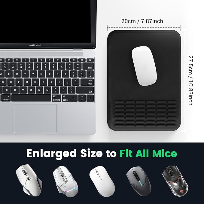 MEKASS Mouse Pad with Wrist Rest, Ergonomic Slope Mousepad for Carpal Tunnel Pain Relief, Memory Foam Desk Computer Wrist Support Mouse Pad with Non-Slip PU Base for Office Home (Beach)