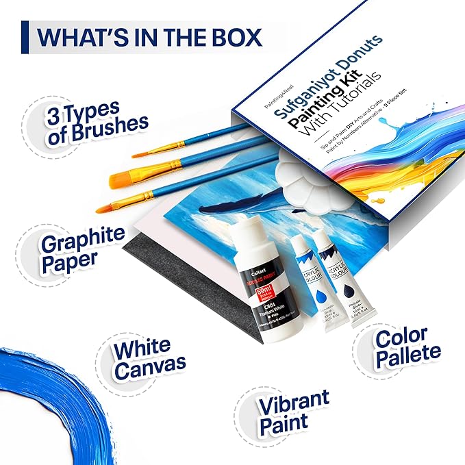 DIY Painting Class Kit for Adults with Video Tutorials: Learn to Paint Whales – How to Paint with Acrylics – Painting & Art Supplies – 9 Piece Acrylic Paint Set