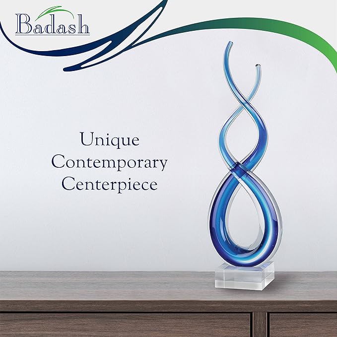 Badash Murano Style Deep Blue Sea Art Glass Centerpiece H20