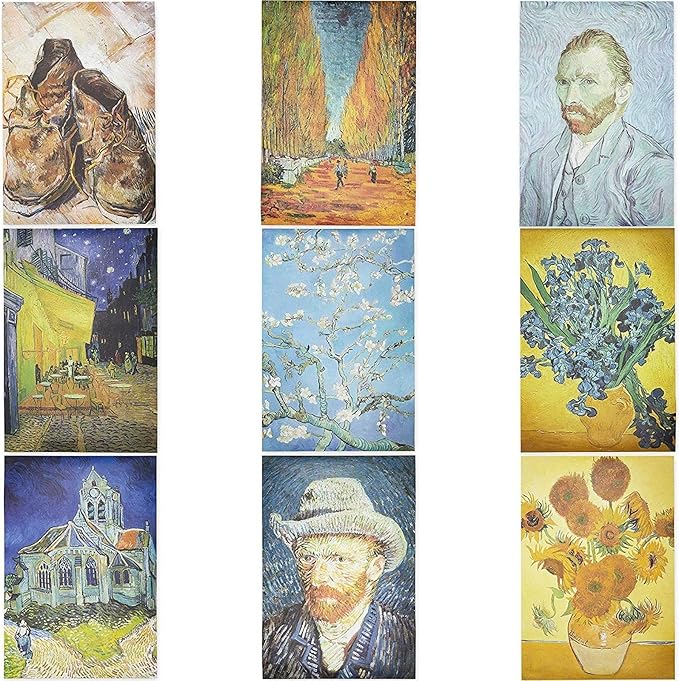 The Gifted Stationery Van Gogh Wall Art Prints - 20-Pack, 13 x 19 in Multicolored Matte Paper - Office & Dorm Room Decor, Apartment Wall Art Poster Pack