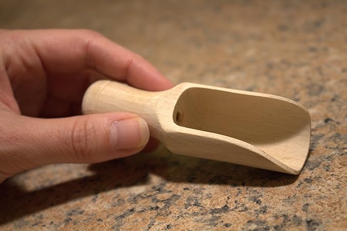 3pcs Multipurpose Wooden Scoops - Wood Salt and Spice Scoops - Rustic Bath Salt Scoop - Wooden Seed Scoop - 4" / 10cm Natural Beech Wood