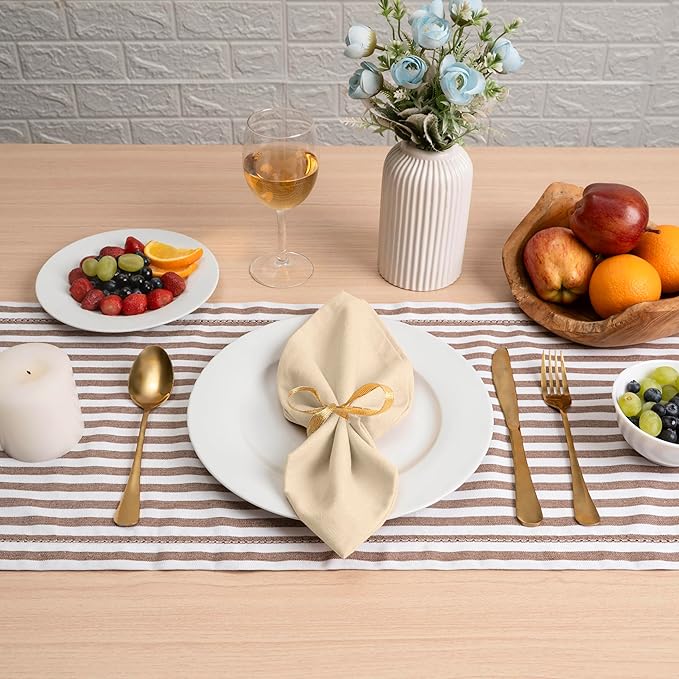 Blue Needles Solid Cloth Napkins Set of 12 Champagne 100% Cotton Dinner Napkins 18x18 inches - Soft, Reusable, Absorbent & Washable Linen, Ideal for Christmas Events, Parties & Everyday Use