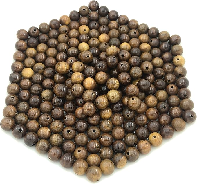 CarpenterC 500pcs 8mm Gorgeous Natural Round Polished Rosewood Loose Beads for Jewelry Making DIY Handmade Crafts