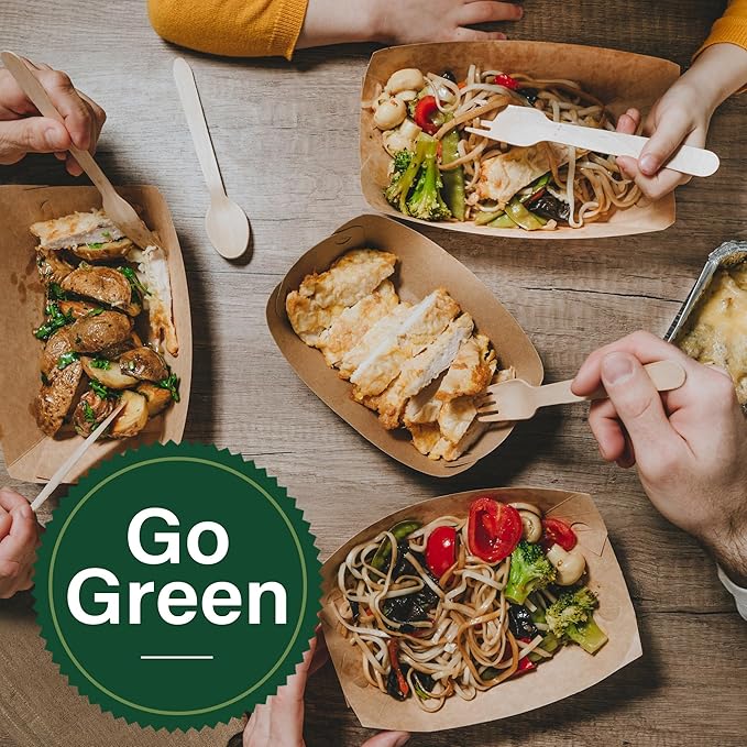 LotFancy Disposable Cutlery Set, 200Pcs Wooden Compostable Utensils (100 Forks, 50 Spoons, 50 Knives) Eco-Friendly Forks And Spoons Silverware