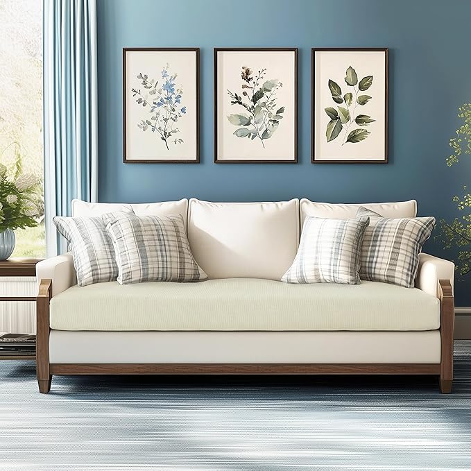 CHUN YI Stretch Couch Cushion Cover Suitable for 3 Settee, Individual Replacement Sofa Seat Slipcover with Elastic Spandex Jacquard Fabric(Large,Ivory White/Cream)
