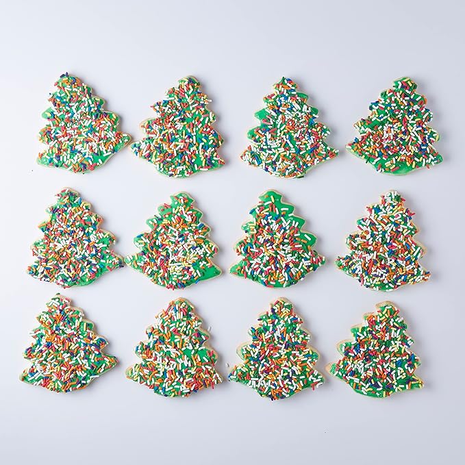12-Pack Sprinkled Christmas Tree Cookie - Nut Free, Individually Wrapped