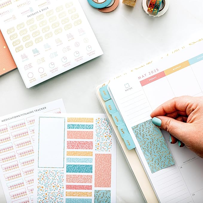 Home Planner Sticker Book 2nd Ed | Pack of 15 | 766 Total Stickers | Assorted Sizes | 5x7 Sheets of Stickers | Gold Foil Stamping | Fun Stickers for Home Planners, Journals and More