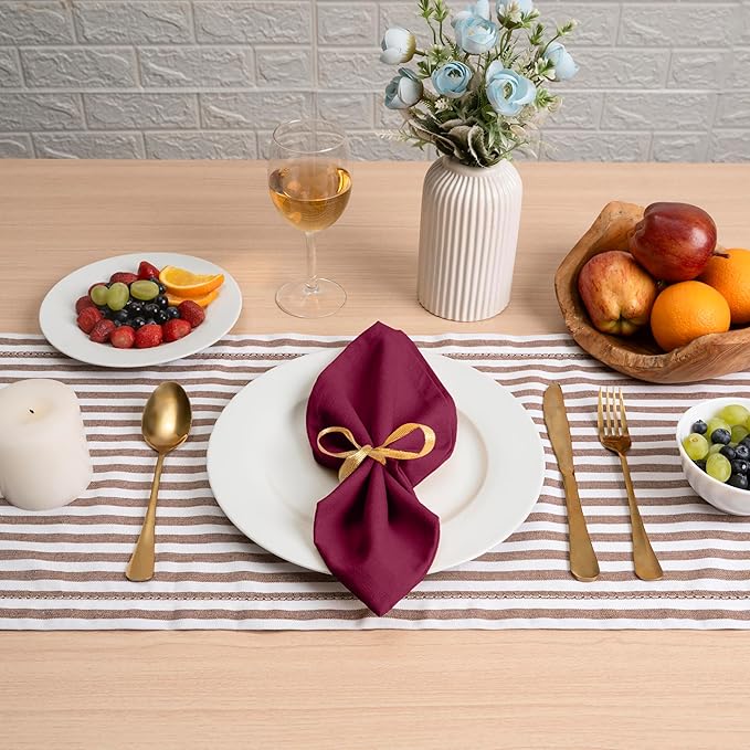 Blue Needles Solid Cloth Napkins Set of 12 Burgundy 100% Cotton Dinner Napkins 18x18 inches - Soft, Reusable, Absorbent & Washable Linen, Ideal for Christmas Events, Parties & Everyday Use