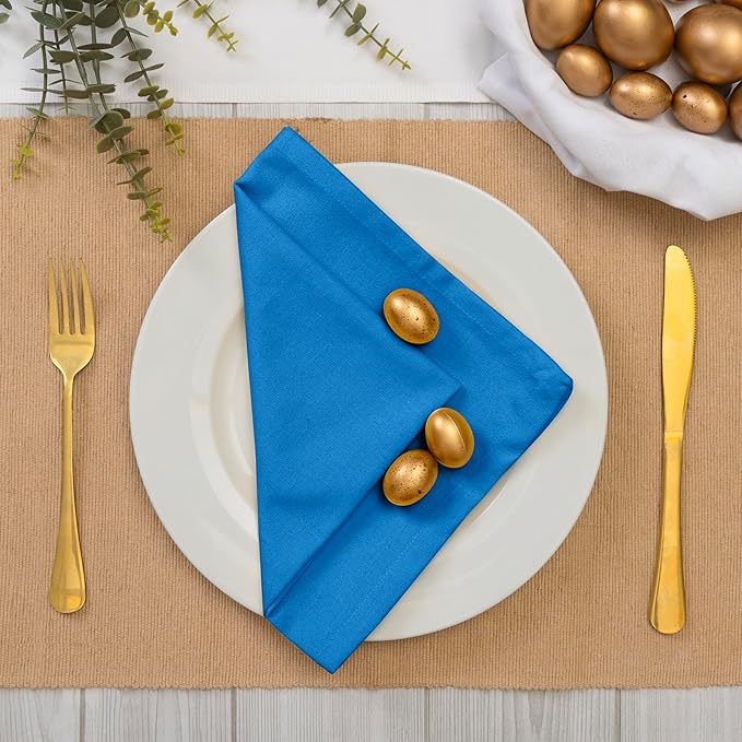 Blue Needles Solid Cloth Napkins Set of 6 Royal Blue 100% Cotton Dinner Napkins 18x18 inches - Soft, Reusable, Absorbent & Washable Linen, Ideal for Christmas Events, Parties & Everyday Use