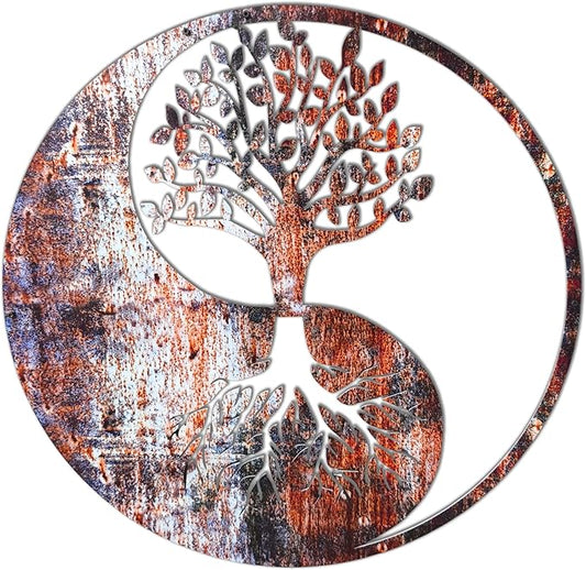Venovez Yin Yang Wall Decor (Wood-Metal) Tree of Life Wall Art, Yin Yang Decor, Metal Wall Decor, Interior Decoration, Wall Hangings