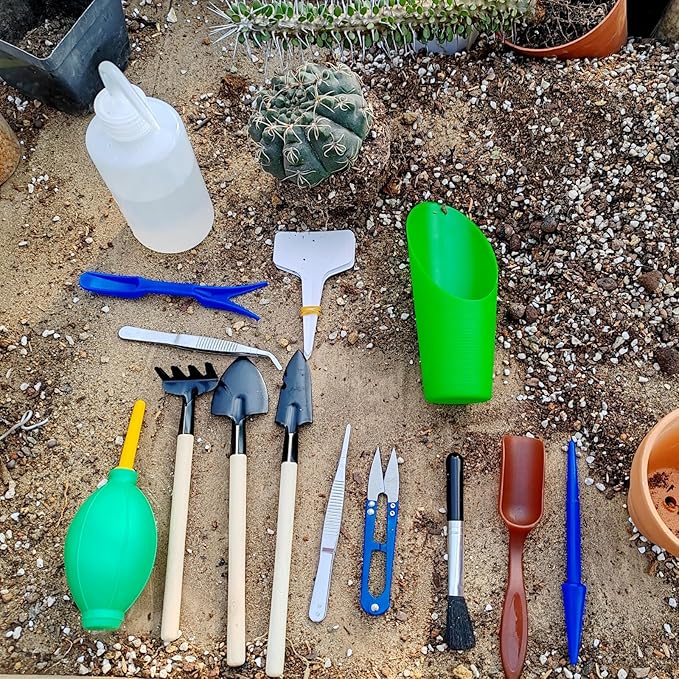 GXXMEI 20PCS/Set Succulent Tools Set, Mini Garden Tool Set, Transplanting Tools Set, Succulent Care Kit for Succulent Miniature Gardening Plant