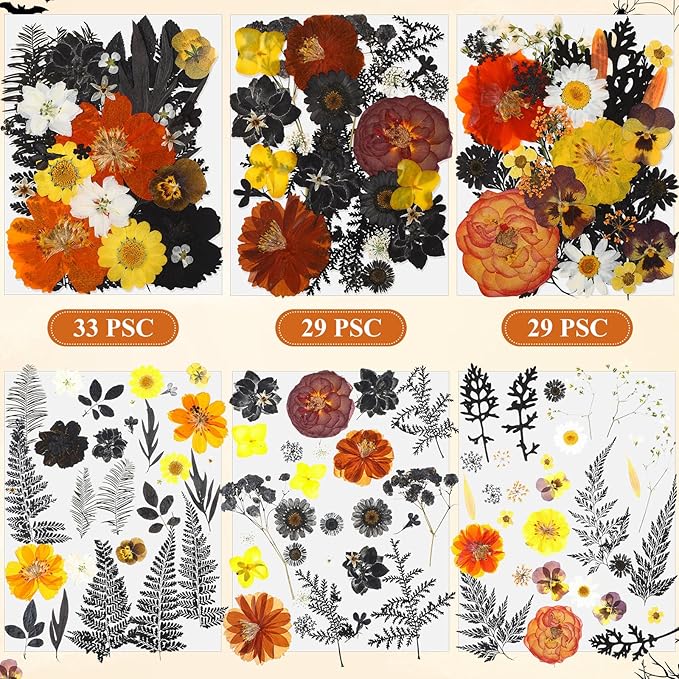 Nuanchu 167 Pcs Real Dried Pressed Flowers Natural Dried Flowers Colorful Daisy Mixed Wildflowers Leave for DIY Candle Resin Nails Jewelry Pendant Crafts Floral Art(Multicolor,Scary Style)
