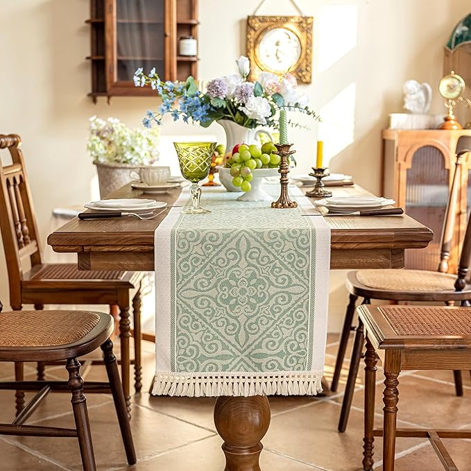 Table Runners 95 Inches,Waterproof Boho Table Runner with Tassel Fringe,Table Runner for Party Coffee Table