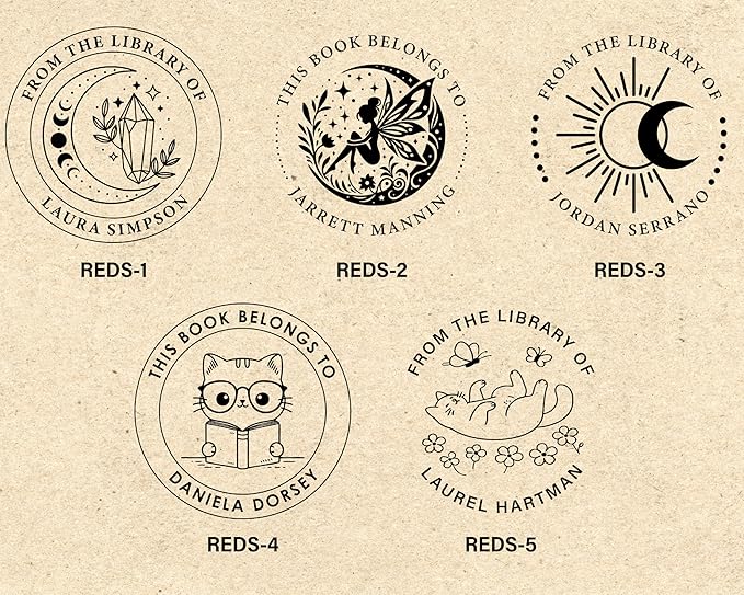 Personalized Book Stamp Embosser – Custom Library Stamp for Book Lovers, Unique Gift for Readers, Teachers & Home Library Name Stamp