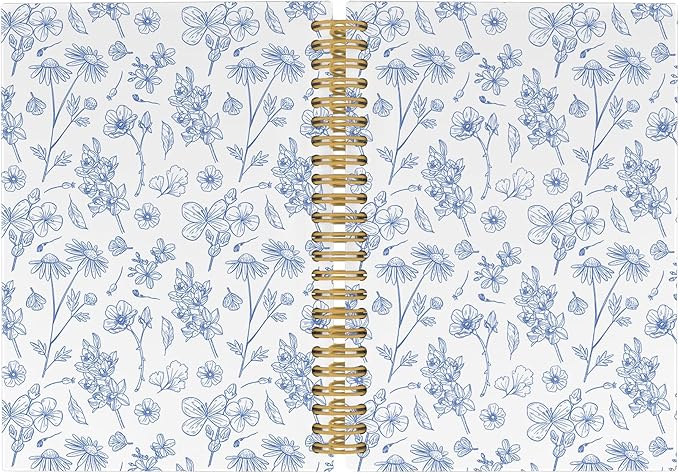 Vintage Floral Journal Notebook - Aesthetic Botanical Flower Notebooks College Ruled for Work School, Gifts for Women Coworker, Office Supplies, Hardcover Spiral Notebook 5.5"x8.3"