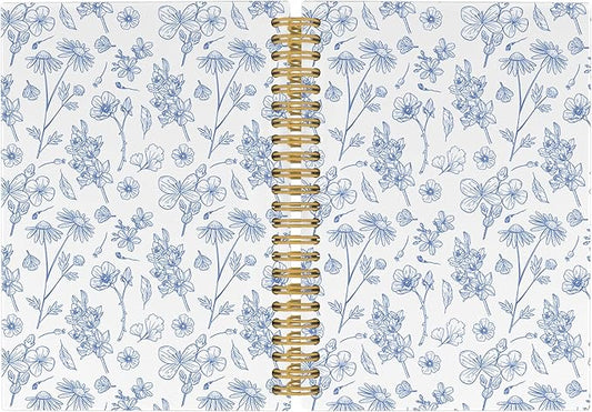 Vintage Floral Journal Notebook - Aesthetic Botanical Flower Notebooks College Ruled for Work School, Gifts for Women Coworker, Office Supplies, Hardcover Spiral Notebook 5.5"x8.3"