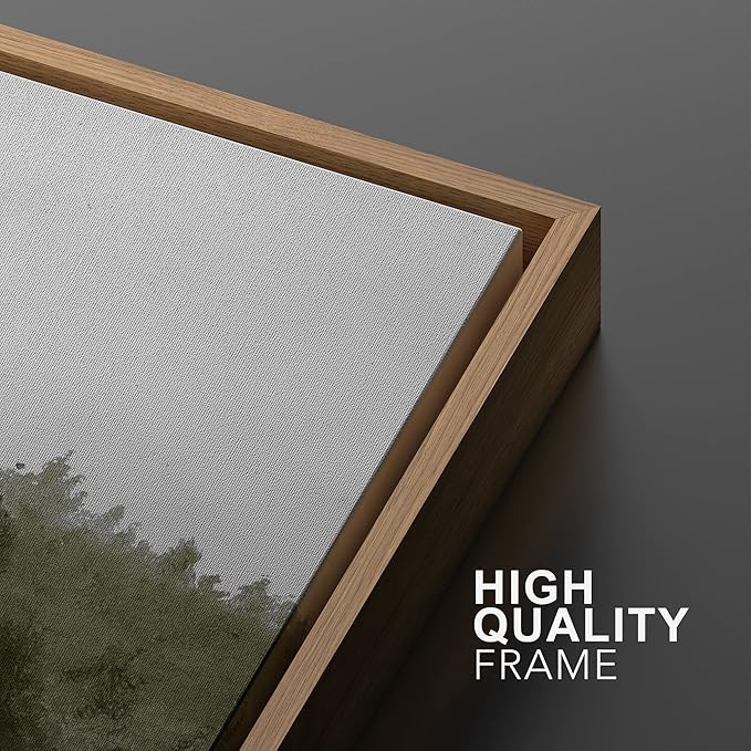SIGNWIN Framed Canvas Print Wall Art Set Green Mountain Hill Forest Landscape Nature Wilderness Illustrations Fine Art Farmhouse/Country Minimal for Living Room, Bedroom, Office - 24"x36"x2 Natural