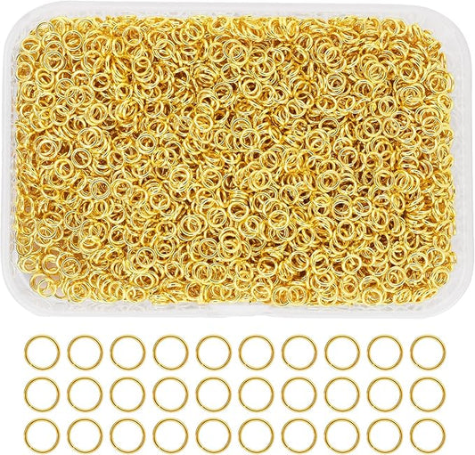 Mandala Crafts Assorted Gold Color Jump Rings Jewelry Findings Metal O Rings for Jewelry Making Supplies - 5000 3mm Small Open Jump Rings Kit for Necklace Earring
