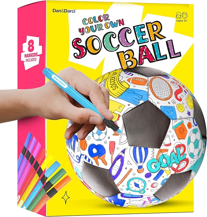 Soccer Ball Coloring Kit for Kids - Soccer Gifts for Girls & Boys - Sports Gifts - 3 4 5 6 7 8 Year Old Boy Birthday Gift - Craft Kits for Kids Ages 4-8 - Boy Toys for 4 Year Old - Games Accessories