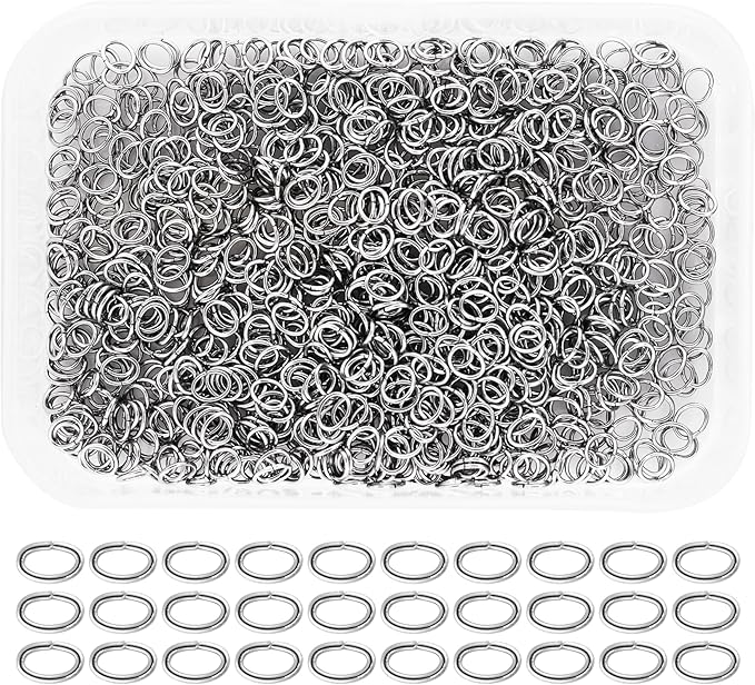 Mandala Crafts 8X6mm Stainless Steel Oval Jump Rings Jewelry Findings Metal O Rings for Jewelry Making Supplies - 200 Small Open Jump Rings Kit for Necklace Earring