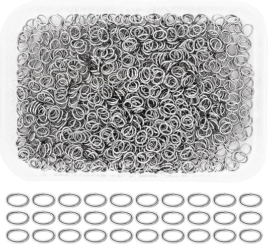 Mandala Crafts 4X3mm Stainless Steel Oval Jump Rings Jewelry Findings Metal O Rings for Jewelry Making Supplies - 1000 Small Open Jump Rings Kit for Necklace Earring