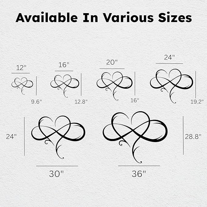 Infinity Heart Metal Wall Art – Minimalist Love Symbol for Home or Office, Durable Black Steel Display for Bedroom, Entryway, or Lounge, Ideal Gift for Wedding, Engagement, or Anniversary
