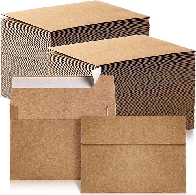 Fainne 1000 Pack Brown Envelopes Bulk, Kraft Envelopes for Invitation, 120 GSM Gift Card for Office, Gift, Party, Baby Shower, Wedding (A7,5.25 x 7.25")