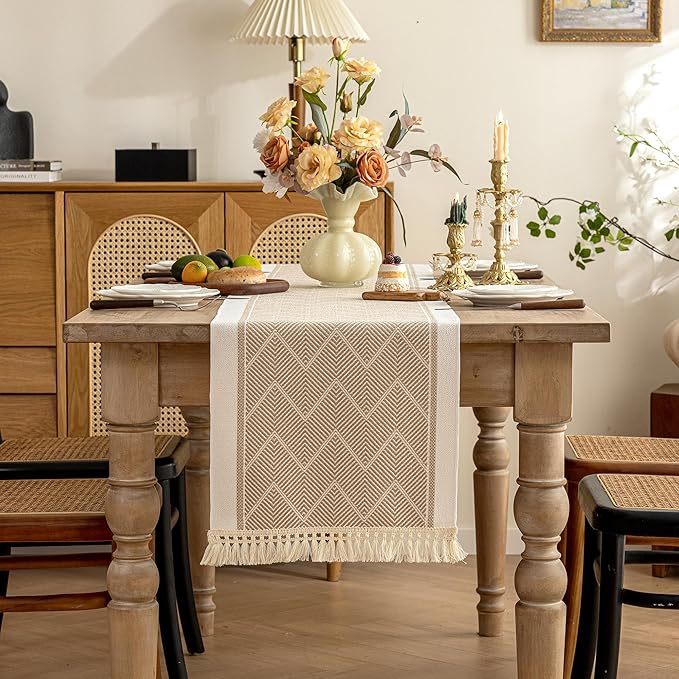 Table Runners 119 Inches,Waterproof Boho Table Runner with Tassel Fringe,Table Runner for Party Coffee Table