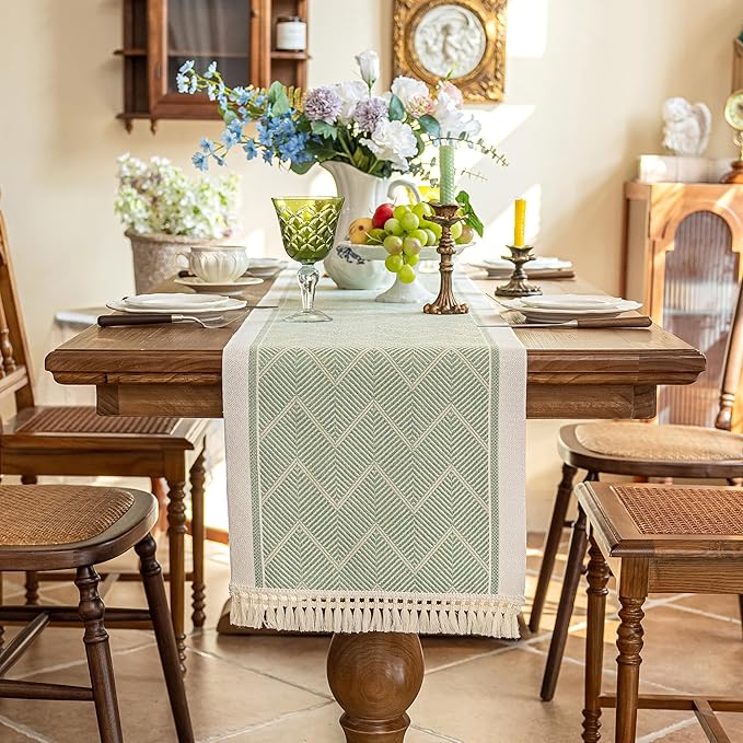 Table Runners 95 Inches,Waterproof Boho Table Runner with Tassel Fringe,Table Runner for Party Coffee Table