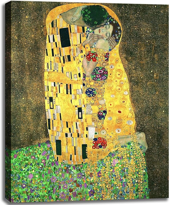 Canvas Prints Wall Art The Kiss Painting by Gustav Klimt, Famous Artwork Poster for Living Room, Bedroom Office Home Decoration 24"x36"
