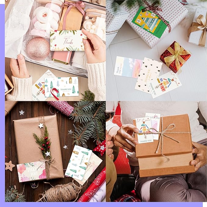 Gethelud 200 PCS Thank You Cards, 60 Delicate Designs For All Occasions, Small Thank You Cards for Business Gifts, Parties, Weddings, and Any Occasion (2” x 3.5”)