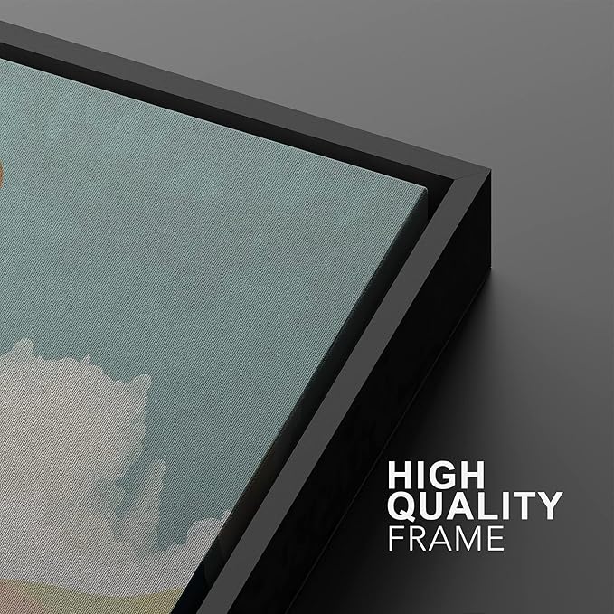 SIGNWIN Framed Canvas Print Wall Art Set Pastel Pink Blue Geometric Mountain Landscape Nature Wilderness Illustrations Modern Art Scenic Colorful for Living Room, Bedroom, Office - 16"x24"x2 Black