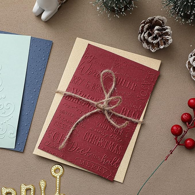 Geiserailie 8 Pcs Embossing Folders Embossing Machine Template Paper Card Folders for Christmas Card Making DIY Flower Scrapbook Photo Album Craft Decoration 5.9 x 4.1 Inch (Christmas Style)
