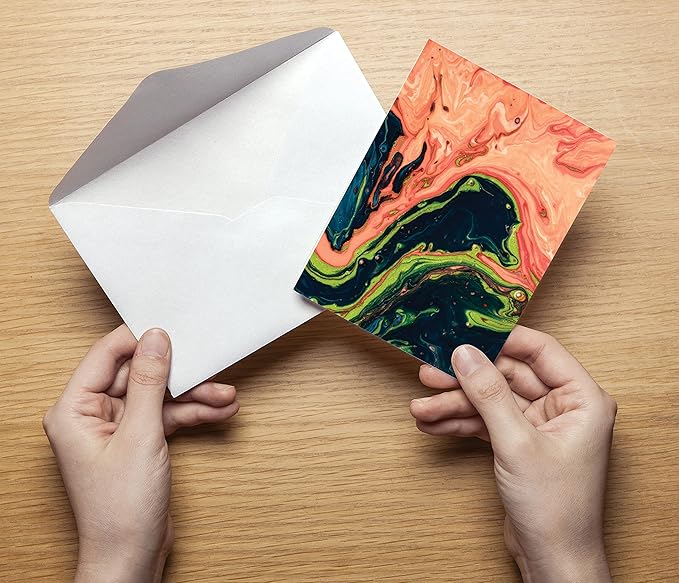 Better Office Products 100-Pack All Occasion Greeting Cards, Assorted Blank Note Cards, 4 x 6 inch, 5 Abstract Art Designs, Blank Inside, with Envelopes, 100 Pack