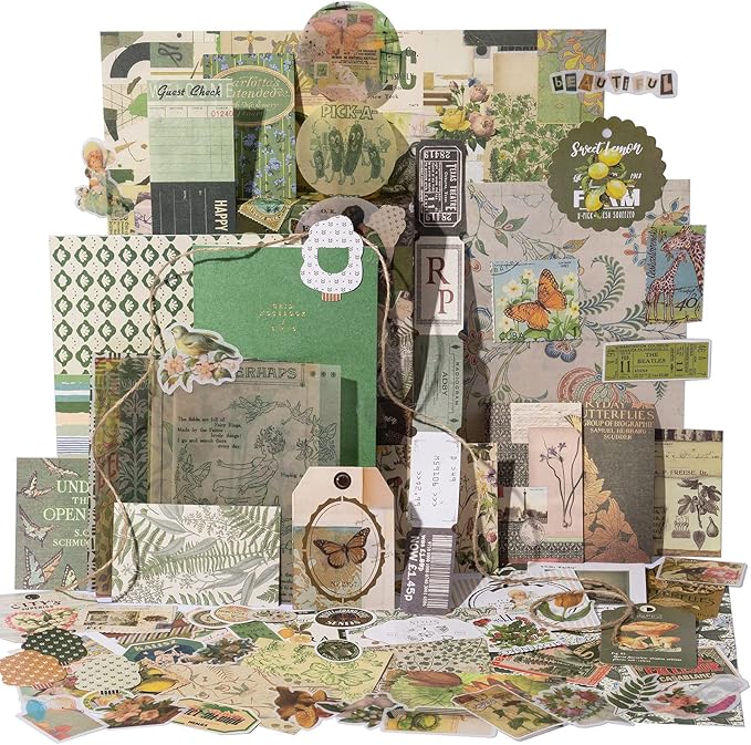 YagCu Aesthetic Scrapbook Kit, Junk Journal Scrapbooking Supplies, Vintage Journaling Set Bullet Journals Material, Large Collection for Teen Girls Women Adults Beginners, Arts Craft Ephemera