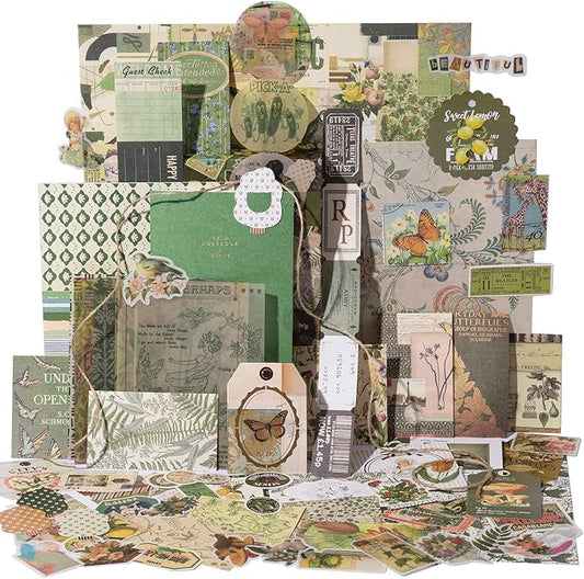 YagCu Aesthetic Scrapbook Kit, Junk Journal Scrapbooking Supplies, Vintage Journaling Set Bullet Journals Material, Large Collection for Teen Girls Women Adults Beginners, Arts Craft Ephemera
