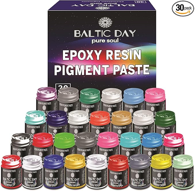 BALTIC DAY 30 Pigment Pastes for Epoxy Resin Set - Opaque Resin Pigment - Epoxy Dye Paste - Mica Powder Paste
