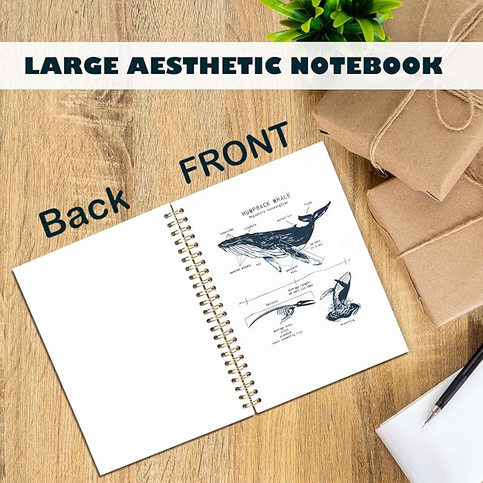 Humpback Whale Shark Notebook Journal for Note Taking, Marine Biology Shark Gifts, Ocean Animal Beach Spiral Notebook, Ocean Themed Gifts, 5.5x8.3 Inch