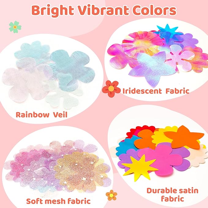 Fabric Flowers for Crafts Refill Kit - DIY Flower Bouquet Accessories with 180 Colorful Parts for Flower Maker - DIY Arts and Crafts Toys for Girls