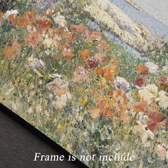 uniro Vintage Wall Art, Farmhouse Wall Art Spring Seaside Wildflowers Wall Decor, French Country Decor Canvas Prints Floral Landscape Oil Painting Vintage Art Pictures for Bedroom Bathroom Kitchen Decor( 8" x 10"-UNFRAMED)