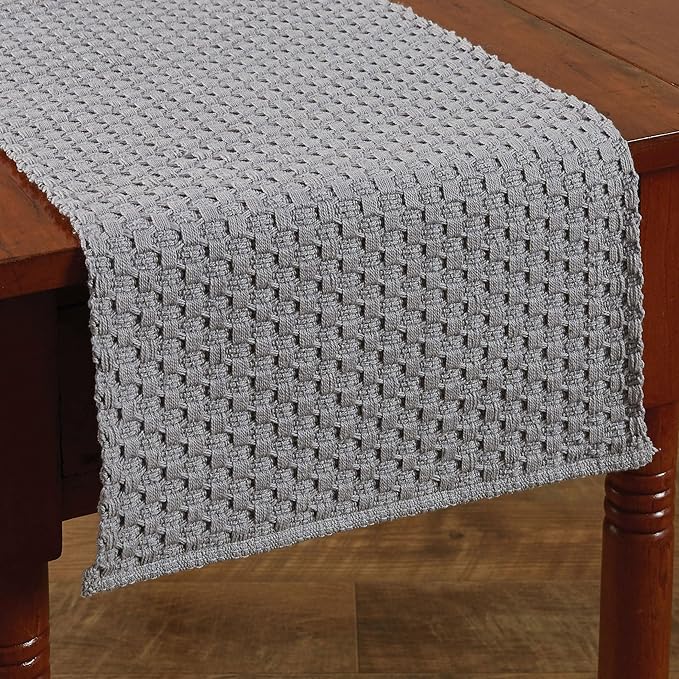 Park Designs Mist Chadwick Braided Farmhouse Table Runner 36 Inch | 13x36 Rustic Dining Table Accessory | Hand Loomed & Rugged Texture | Modern Farmhouse Table Runners 36 Inches
