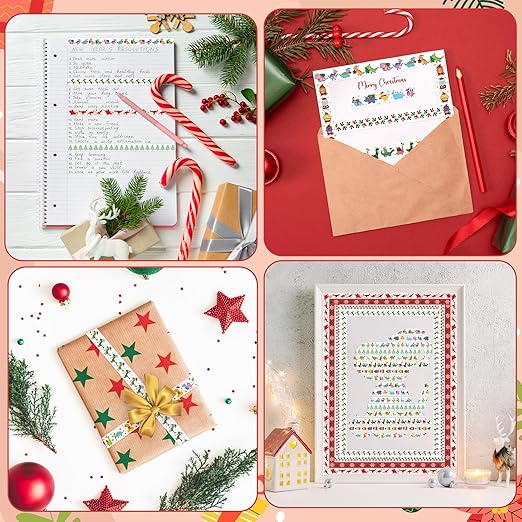 Christmas Dinosaur Washi Tape - 12 Rolls Dinosaur Footprints Christmas Trees Designs, Free Adhesive for Gift Wrapping, Scrapbook, Kids Crafts, Photo Albums, Journal Decor & DIY Projects
