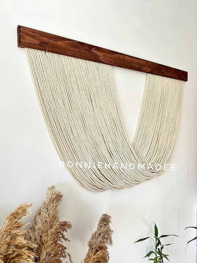 Large Macrame Wall Hanging Boho Wall Decor for Living Room Woven Wall Decor Yarn Tapestry Wall Hanging Aesthetic Macrame Headboard (Large 40''x24'', Type-3)