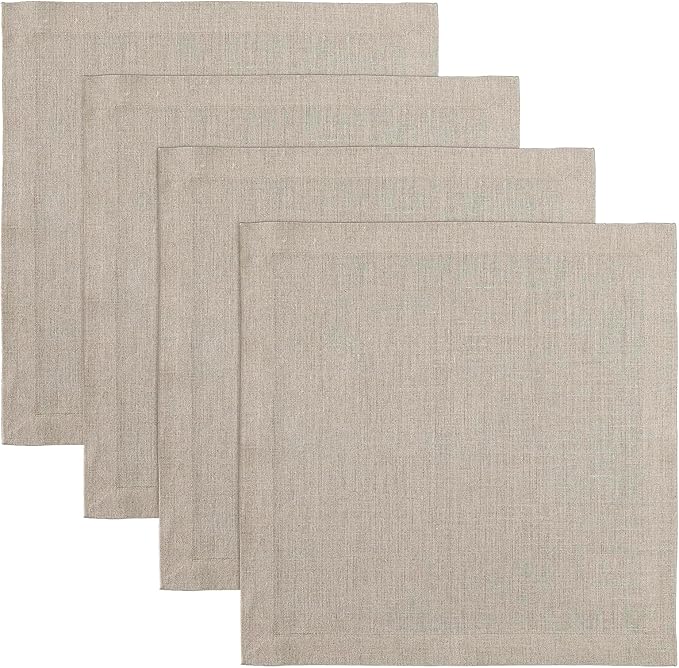 Solino Home Natural Placemats Set of 4-100% Pure Linen Placemats 14 x 14 Inch for Spring, Easter - Fete, Handcrafted and Machine Washable