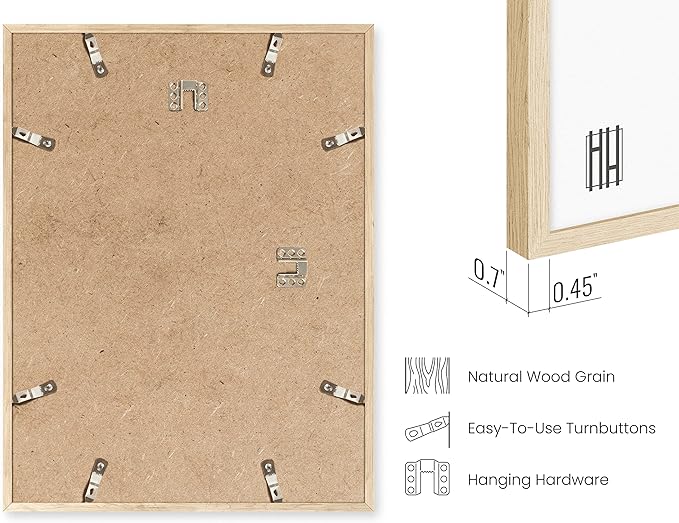 HAUS AND HUES Beige Oak Wood 9x12 Picture Frame - Modern Wood Wall Art Display - Lightweight 9x12 Frame for Art Prints, Photos, Posters - Ready-to-Hang Vertically & Horizontally (Set of 9)