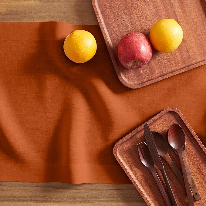 Solino Home Linen Table Runner 72 Inches Long - 100% Pure Linen Cinnamon Stick Table Runner 14 x 72 Inch - Sonoma, Handcrafted and Machine Washable