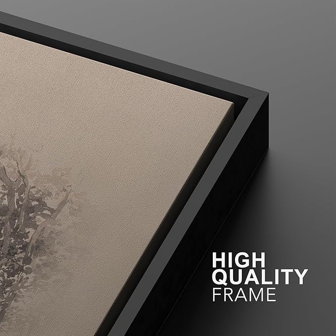 SIGNWIN Framed Canvas Print Wall Art Set Countryside Home and Trees Sepia Landscape Drawings Illustrations Modern Art Scenic Colorful for Living Room, Bedroom, Office - 24"x36"x2 Black