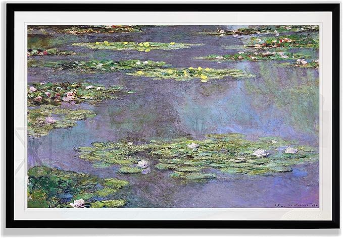 Water Lilies, 1905 01 by Claude Monet Fine Giclee Prints Wall Art in Premium Quality Ready to Hang, 20X28 Framed, Black Frame