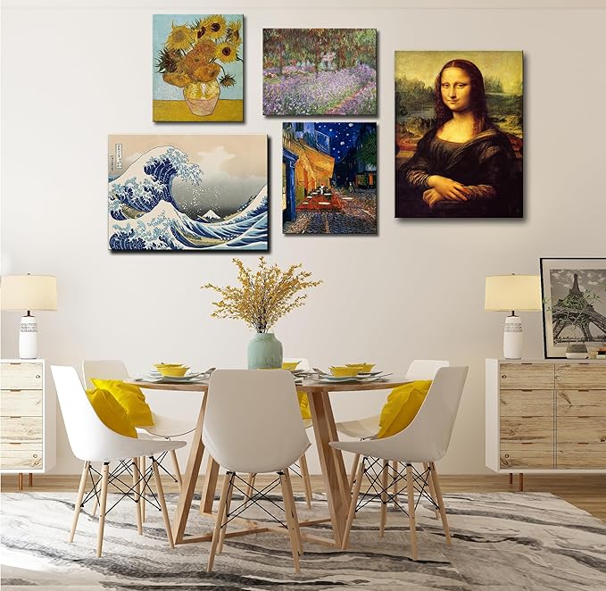 Mona Lisa Canvas Wall Art by Leonardo Davinci Oil Painting Famous Reproduction Prints Poster Gallery Vintage Decor Painting for Dining Room Living Room Frame Direct Hanging 12x15inch